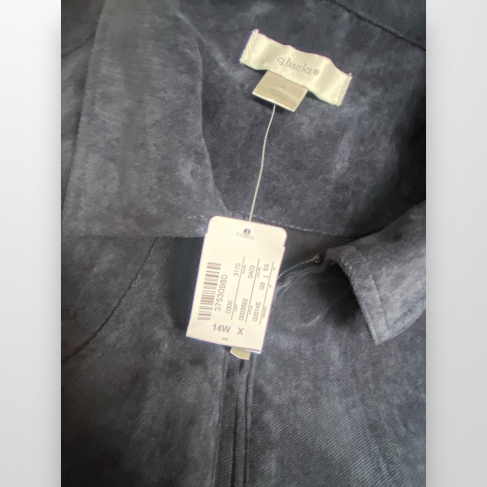CJ Banks Womens Size X  14W Jacket Lightweight Blue‎ Microfiber Casual NEW - Picture 8 of 9